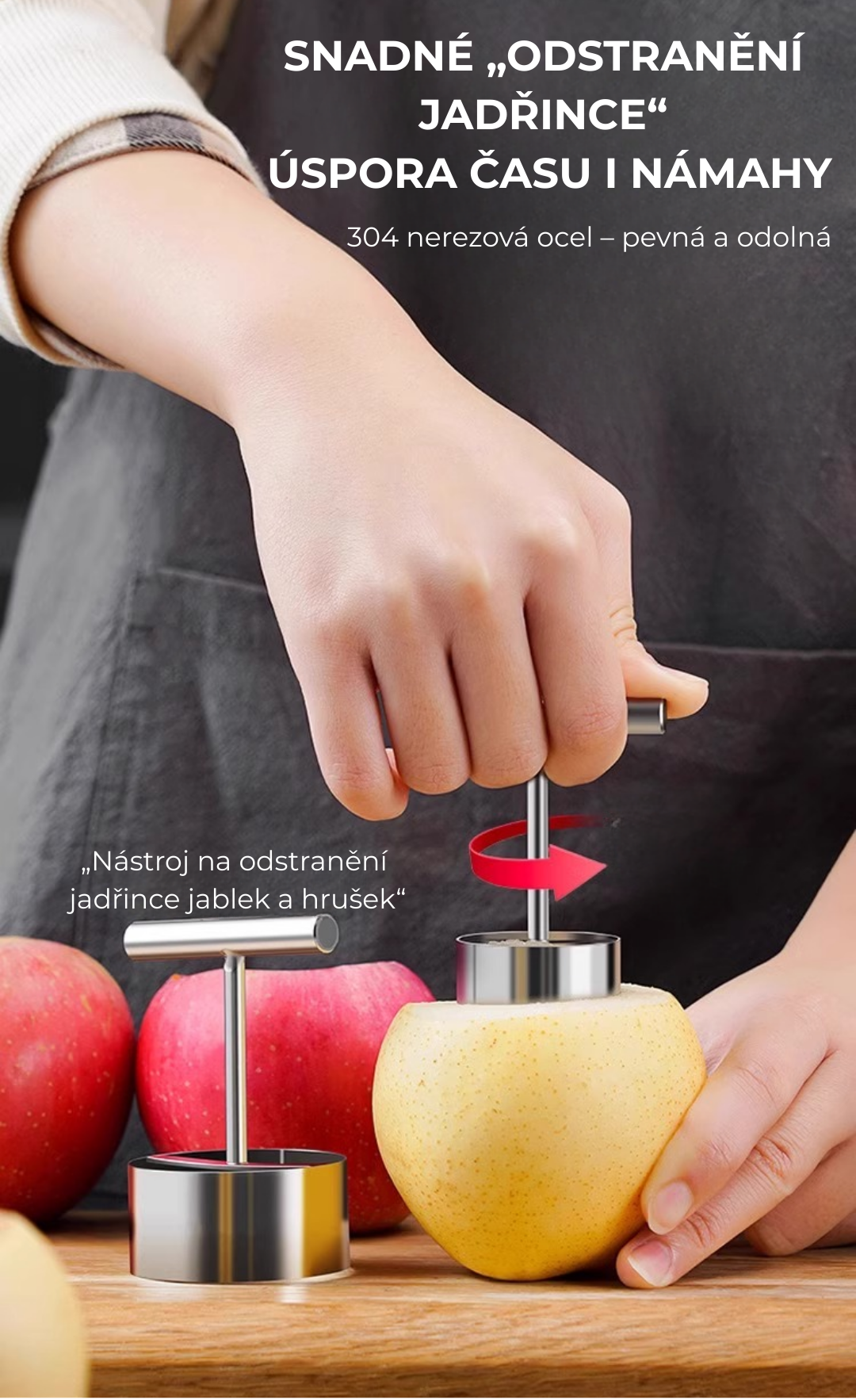 Odstraňovač jadřince z ovoce – nerezová ocel 304