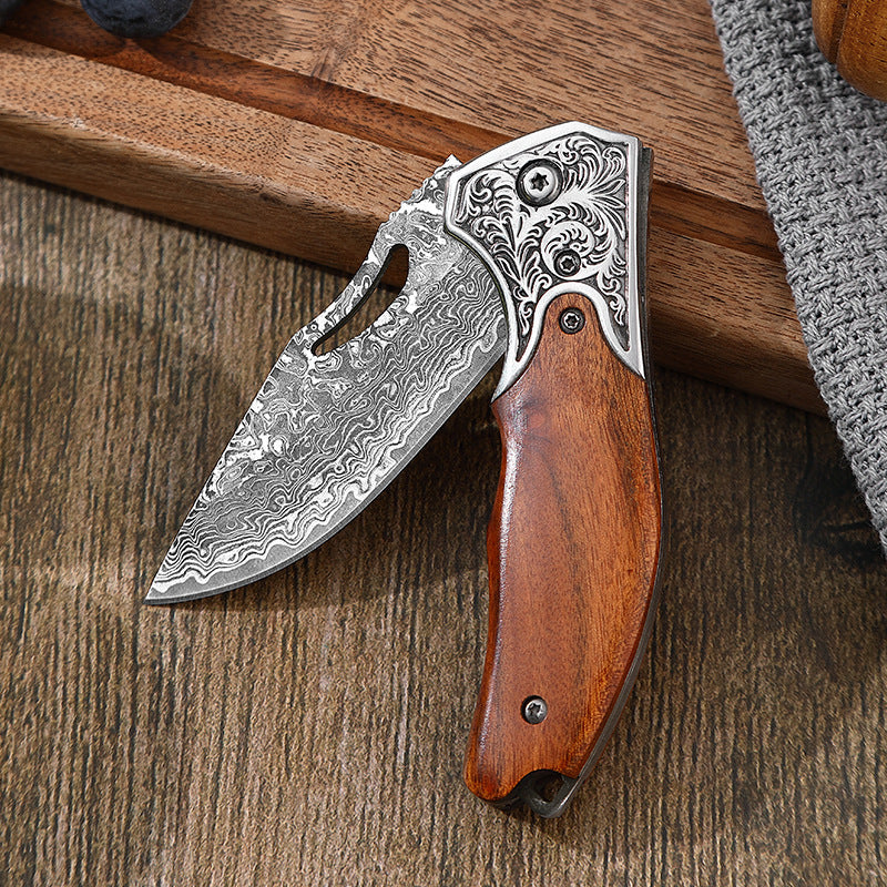 Skládací Damaškový Nůž Na Loupání Ovoce