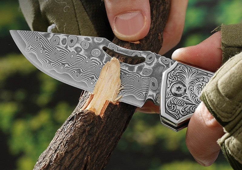 Skládací Damaškový Nůž Na Loupání Ovoce